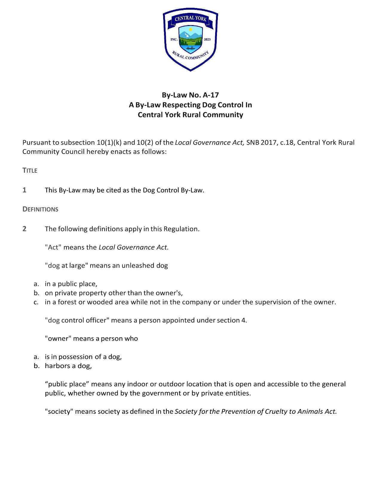 Draft By-Law A-17